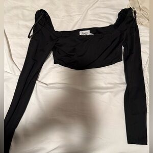 Princess Polly Black Long Sleeve Crop Top